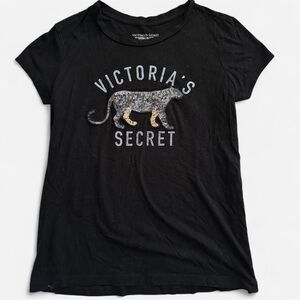 Victoria's Secret Black Tee with Animal Print